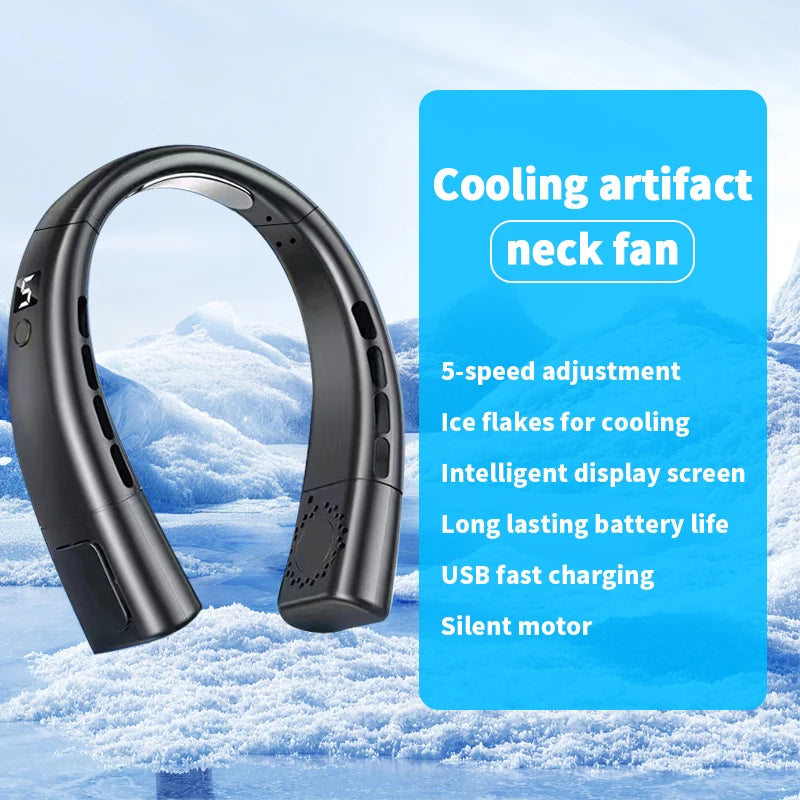 Neck fan, neck cooling device, strong wind but quiet, long battery life, summer cooling must-have item