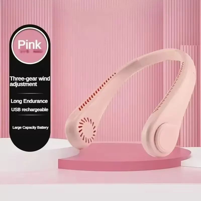 Hanging Neck Fan Portable USB Charging Mini Neck Hanging Fan Vaneless Air Cooler Outdoor Silent Multi Functional Sports Fan