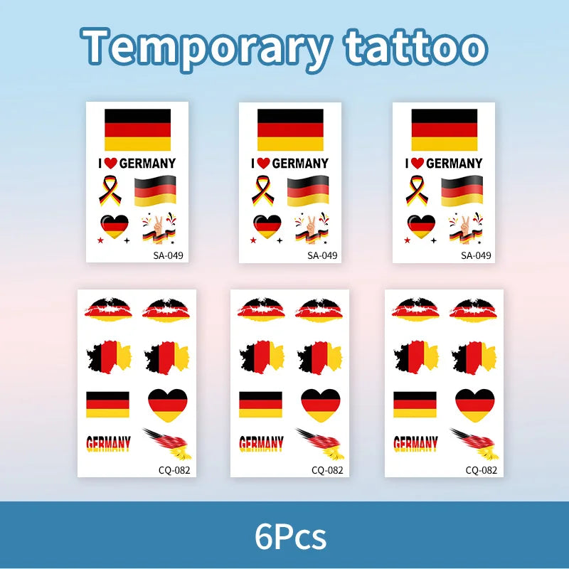 Germany Flag Temporary Tattoo Sticker, Long-lasting and Waterproof, Festival, Football, Soccer Fan Face Stickers, Arm, Face