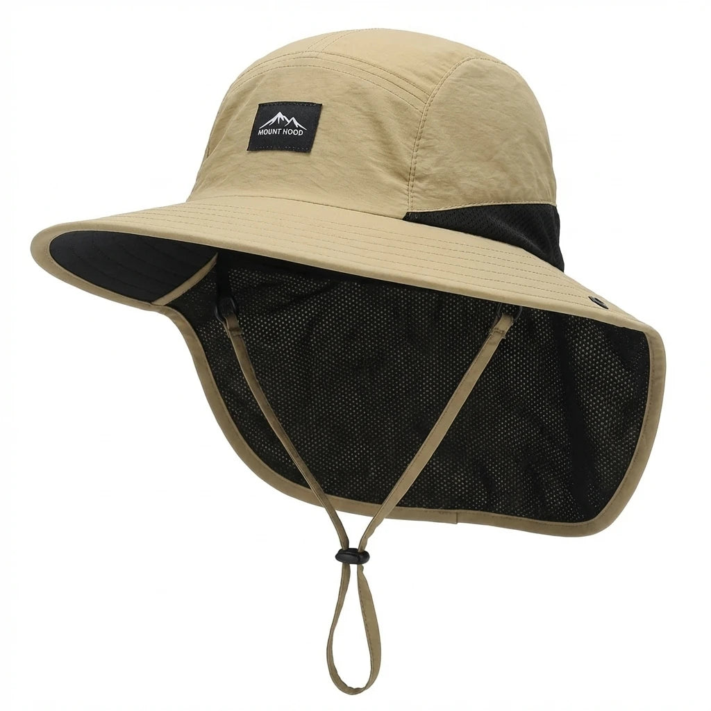 Unisex Bucket Hats Summer Wide Brim Neck Sun-Protection Outdoor Visor Quick-drying Panama Sunscreen Tied Fishing Hiking Hat