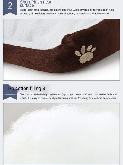 Large Dog Bed With Cashmere Warmth Sofa Lounger Plush Kennel Bed