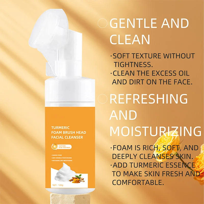 Turmeric Kojic Acid Clean and Clear Skin Brightening Foaming Face Wash Cleanser for Dark Spots