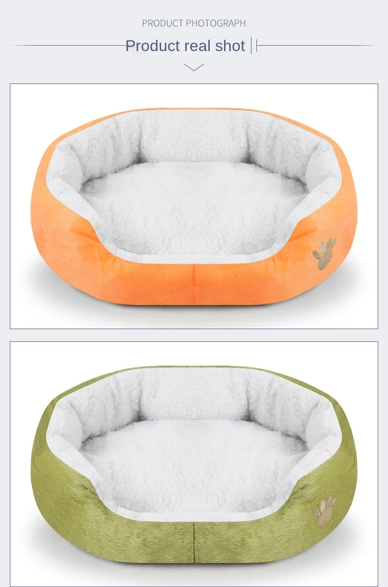 Large Dog Bed With Cashmere Warmth Sofa Lounger Plush Kennel Bed