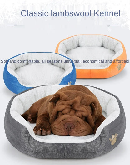 Large Dog Bed With Cashmere Warmth Sofa Lounger Plush Kennel Bed