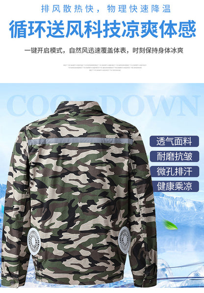 Pure Cotton Welder's Clothing with Fan Clothes Cooling Air Conditioning Clothing Men's Summer Heat Prevention Fan Clothing Refrigeration Labor Protection Work Clothes