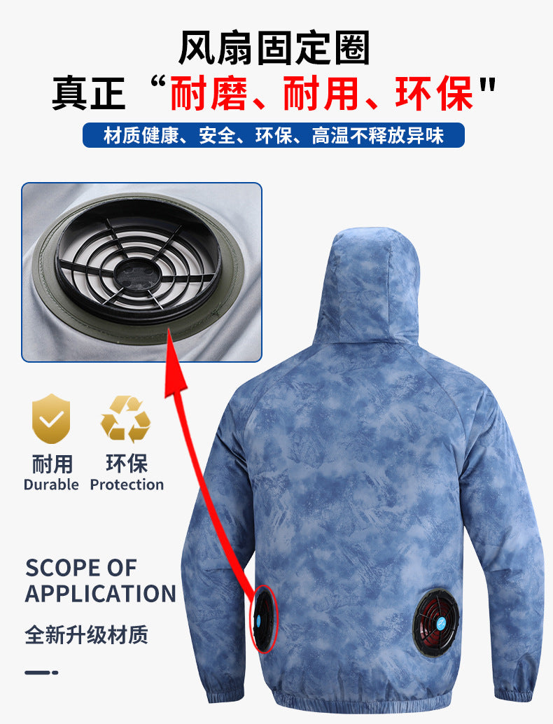 New Fan Sun Protection Clothing, Heatstroke Prevention Outdoor Work Clothes, Refrigeration Fishing Clothing for Men and Women with Fans to Cool down