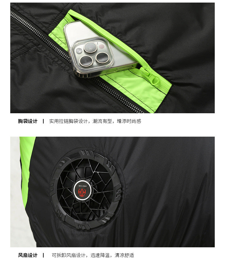 Cross-border Heat Prevention Fan Clothing Short-sleeved Air Conditioning Clothing Intelligent Cooling Refrigeration Clothing Men's and Women's Labor Protection Welding Short-sleeved Jacket