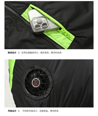 Cross-border Heat Prevention Fan Clothing Short-sleeved Air Conditioning Clothing Intelligent Cooling Refrigeration Clothing Men's and Women's Labor Protection Welding Short-sleeved Jacket