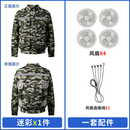 夏用4ファン空調服 冷却・保冷 反射材付き日焼け止めファン付きアウトドア作業着