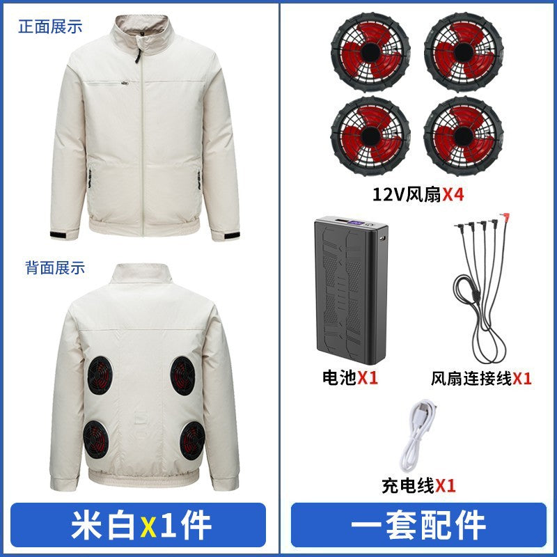 国境を越えた新しいスマート空調服ジャケット 扇風機付き 屋外作業服 労働保護 扇風機服