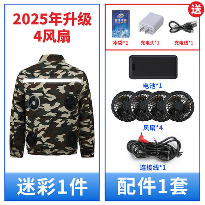 Heatstroke Prevention and Cooling Air Conditioning Clothes Men's Work Clothes Refrigeration with Fan Charging Site Labor Protection Clothes Welder Jacket