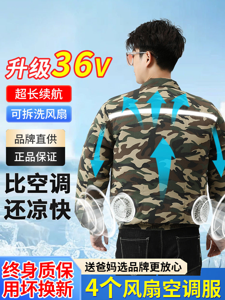 Heatstroke Prevention and Cooling Air Conditioning Clothes Men's Work Clothes Refrigeration with Fan Charging Site Labor Protection Clothes Welder Jacket