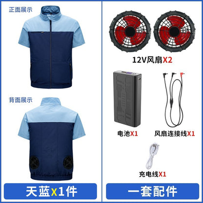 国境を越えた新しいスマート空調服ジャケット 扇風機付き 屋外作業服 労働保護 扇風機服