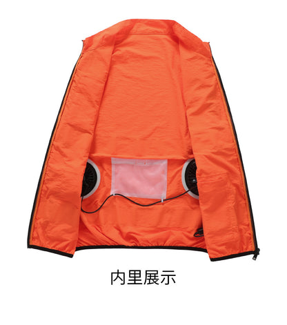 新作夏用ファン付き作業服建設現場冷却エアコン服屋外反射ストライプエアコン服メンズスタイルファン付き