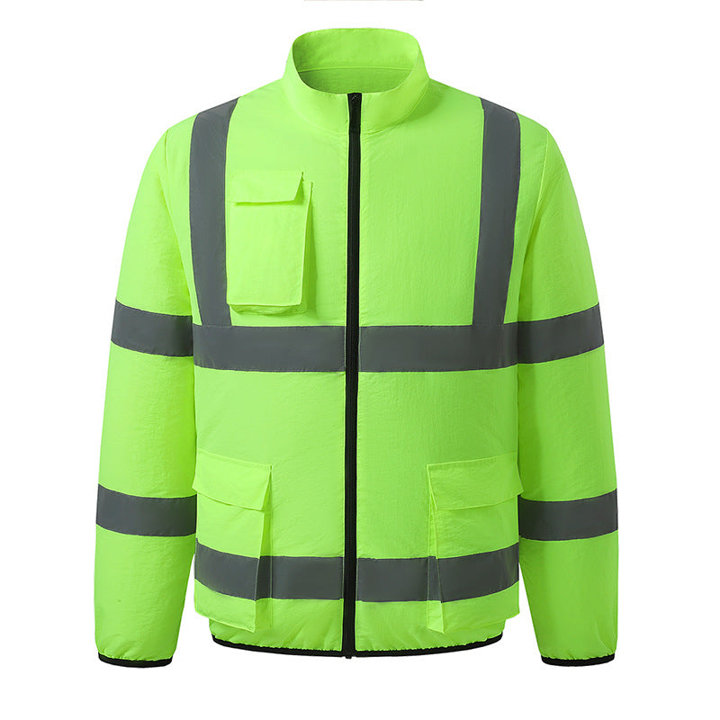 新作夏用ファン付き作業服建設現場冷却エアコン服屋外反射ストライプエアコン服メンズスタイルファン付き