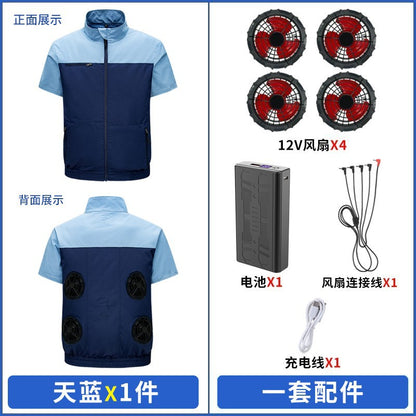 国境を越えた新しいスマート空調服ジャケット 扇風機付き 屋外作業服 労働保護 扇風機服