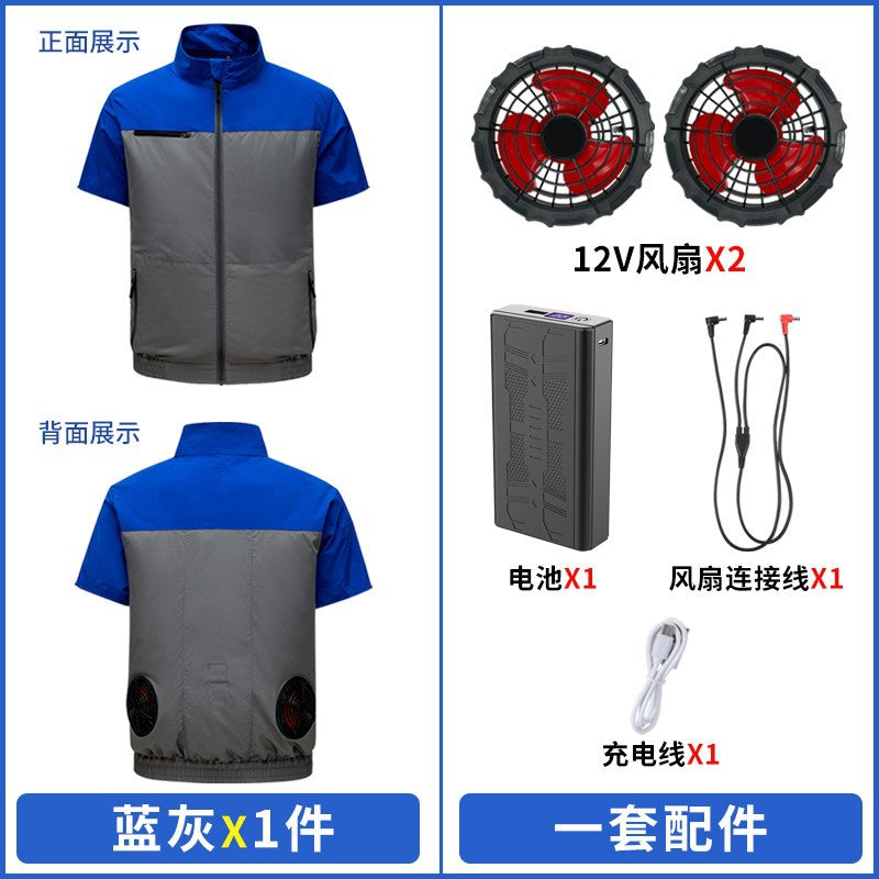 国境を越えた新しいスマート空調服ジャケット 扇風機付き 屋外作業服 労働保護 扇風機服