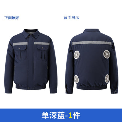 夏用4ファン空調服 冷却・保冷 反射材付き日焼け止めファン付きアウトドア作業着