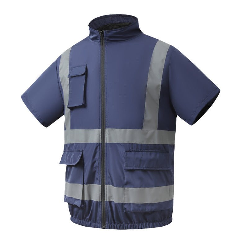 Summer Cooling Reflective Strip Fan Clothing Short-Sleeved Outdoor Air-Conditioning Clothing Men's Style with Fan Duty Road Administration Construction Site