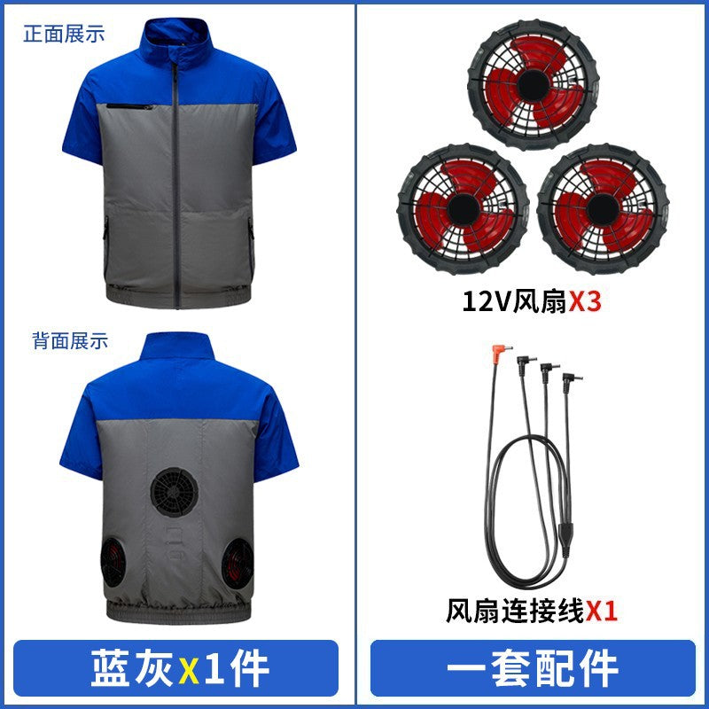 国境を越えた新しいスマート空調服ジャケット 扇風機付き 屋外作業服 労働保護 扇風機服