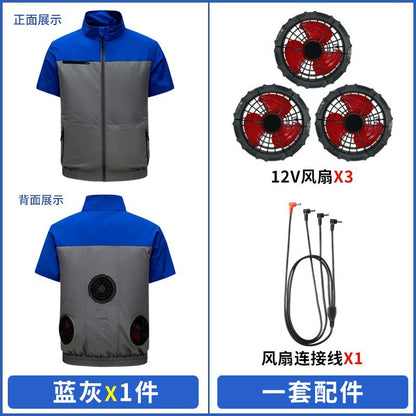 国境を越えた新しいスマート空調服ジャケット 扇風機付き 屋外作業服 労働保護 扇風機服