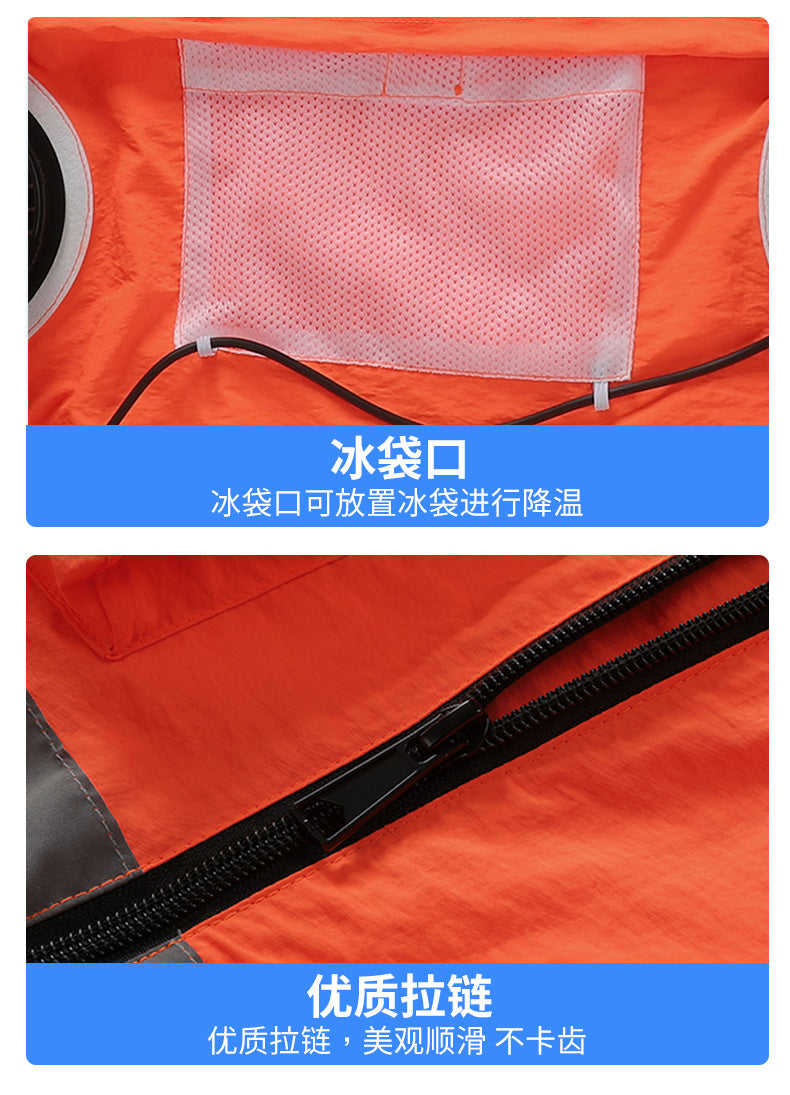 新作夏用ファン付き作業服建設現場冷却エアコン服屋外反射ストライプエアコン服メンズスタイルファン付き