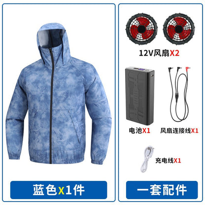New Fan Sun Protection Clothing, Heatstroke Prevention Outdoor Work Clothes, Refrigeration Fishing Clothing for Men and Women with Fans to Cool down