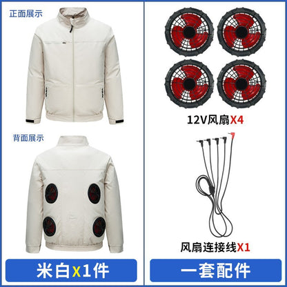 国境を越えた新しいスマート空調服ジャケット 扇風機付き 屋外作業服 労働保護 扇風機服