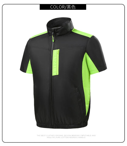 Cross-border Heat Prevention Fan Clothing Short-sleeved Air Conditioning Clothing Intelligent Cooling Refrigeration Clothing Men's and Women's Labor Protection Welding Short-sleeved Jacket
