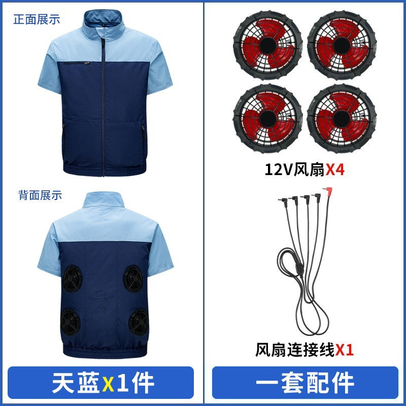 国境を越えた新しいスマート空調服ジャケット 扇風機付き 屋外作業服 労働保護 扇風機服