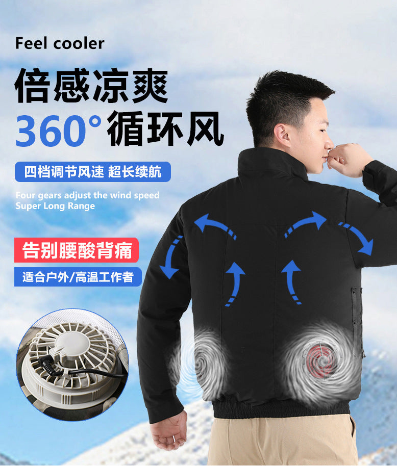 国境を越えた新しいスマート空調服ジャケット 扇風機付き 屋外作業服 労働保護 扇風機服