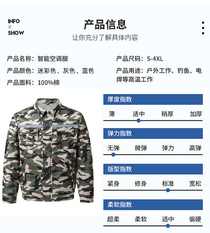 Pure Cotton Welder's Clothing with Fan Clothes Cooling Air Conditioning Clothing Men's Summer Heat Prevention Fan Clothing Refrigeration Labor Protection Work Clothes