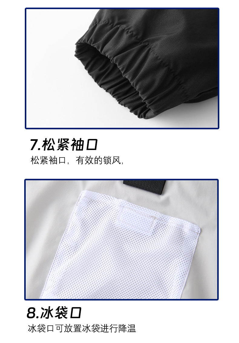 Summer New Three-Hole Fan Air-Conditioning Clothing Outdoor Cooling Sun Protection Hooded Shirt Stand Collar Jacket Work Clothes