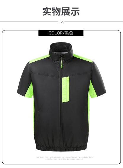 Cross-border Heat Prevention Fan Clothing Short-sleeved Air Conditioning Clothing Intelligent Cooling Refrigeration Clothing Men's and Women's Labor Protection Welding Short-sleeved Jacket
