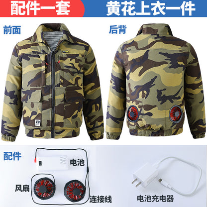 メンズ夏用空調服、ファン付き冷却服、溶接現場熱中症対策作業着