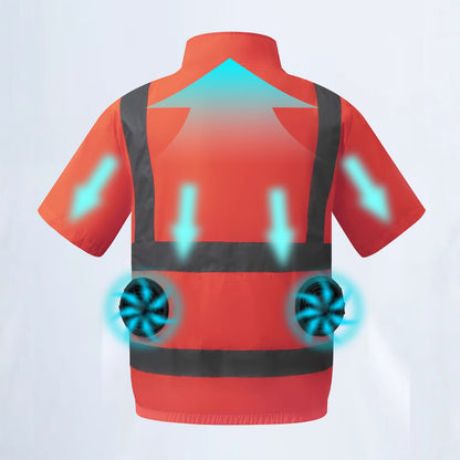 Summer Cooling Reflective Strip Fan Clothing Short-Sleeved Outdoor Air-Conditioning Clothing Men's Style with Fan Duty Road Administration Construction Site