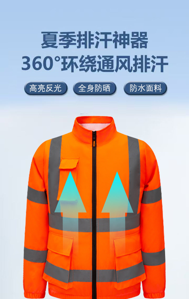 新型空冷服、反射型長袖作業服3ファン付き、労動保護服、屋外日焼け止め作業服