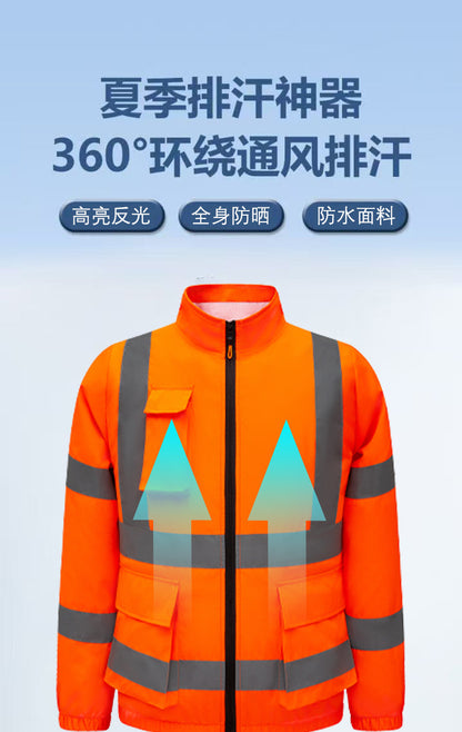 新型空冷服、反射型長袖作業服3ファン付き、労動保護服、屋外日焼け止め作業服
