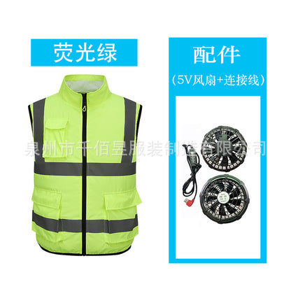 Fan Clothing, Summer Variety of Air-Conditioned Clothing, Technology, Large Fan Cooling, Construction Site Fishing Vest for Men, Exclusively for Cross-Border Use