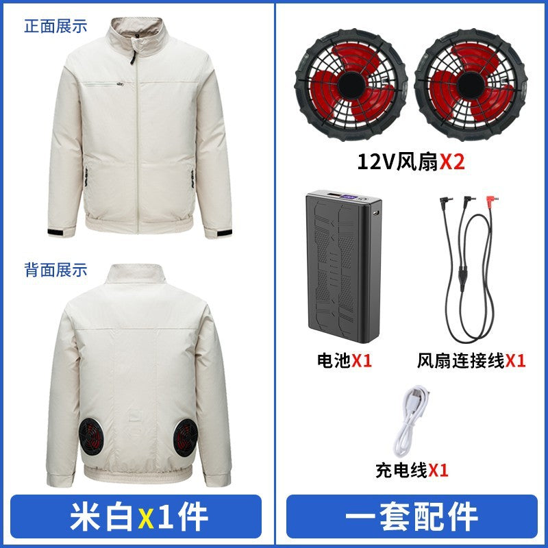国境を越えた新しいスマート空調服ジャケット 扇風機付き 屋外作業服 労働保護 扇風機服