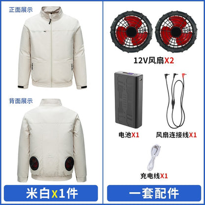国境を越えた新しいスマート空調服ジャケット 扇風機付き 屋外作業服 労働保護 扇風機服