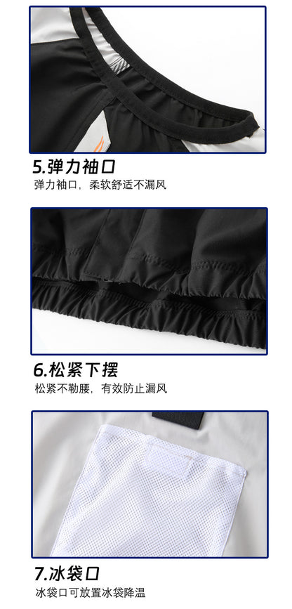 国境を越えた夏の新型空調服 フード付き作業服 半袖冷却ファン服 男性向けアウトドア夏対策作業服