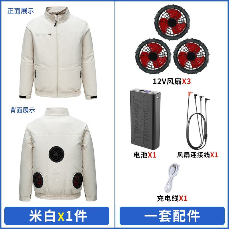 国境を越えた新しいスマート空調服ジャケット 扇風機付き 屋外作業服 労働保護 扇風機服