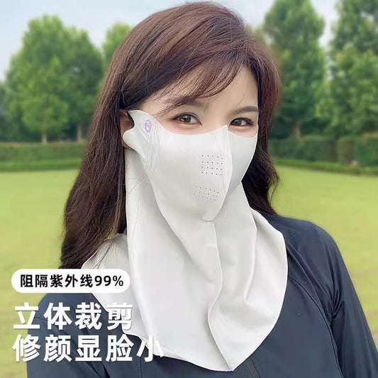 3D Neck Protection Sunscreen Mask Upf Anti-Ultraviolet Women's Face Kini Driving Ice Silk Breathable Summer Full Face