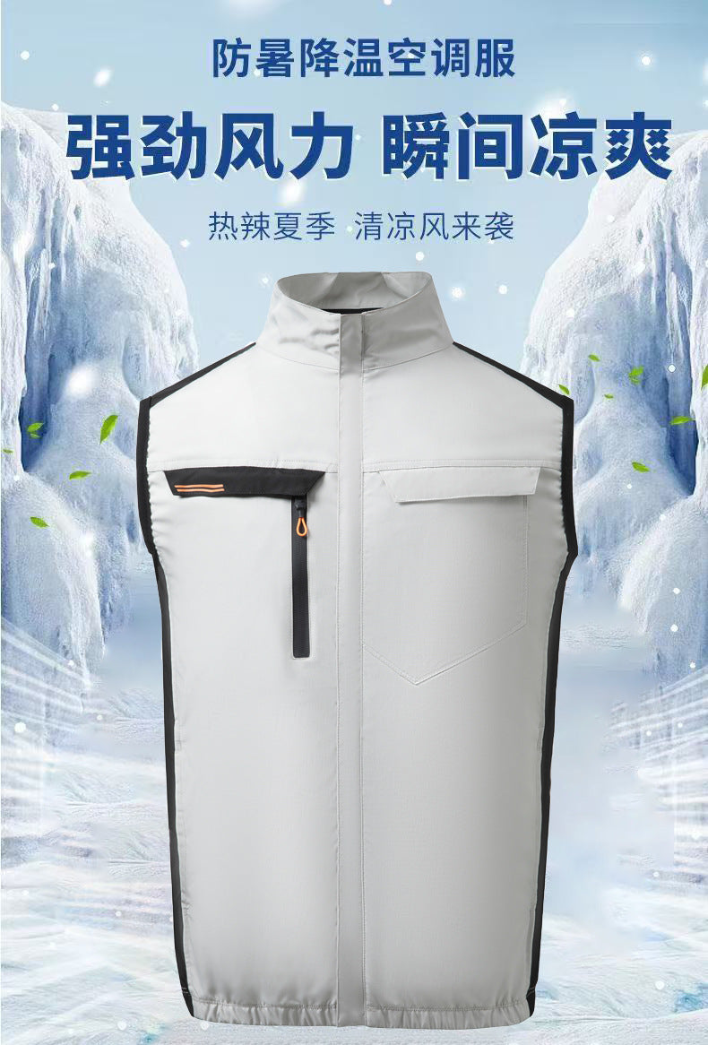 夏空調服ファン付き作業服袖なし冷却空冷服ノースリーブ屋外スポーツ日焼け止めベストUSB作業着