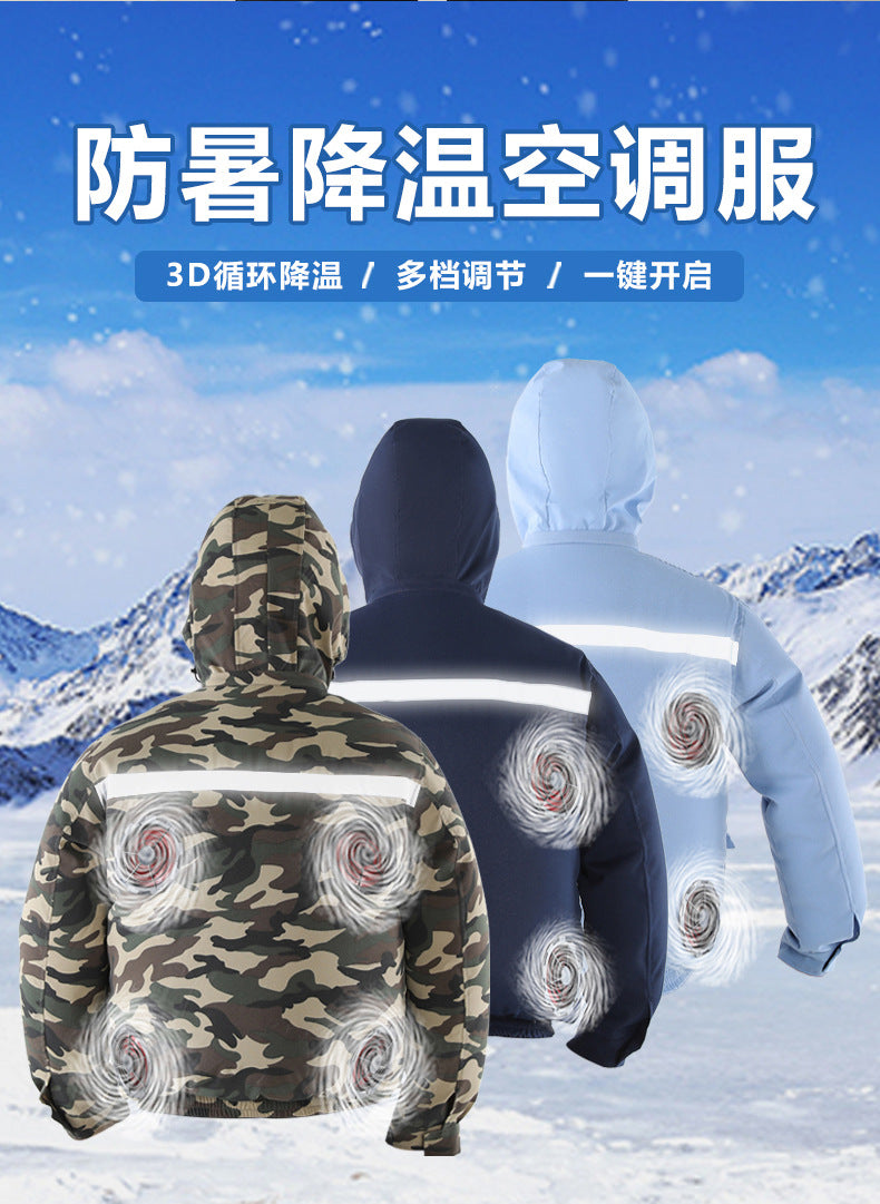 Summer Air-Conditioned Clothing for Outdoor Labor Protection, Cooling and Sun Protection Clothing, Hooded Fan Clothing for Men and Women, Specially Designed for Outdoor Labor Protection
