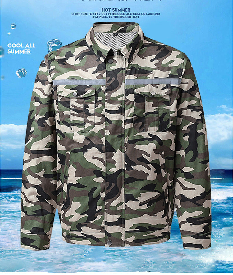 Pure Cotton Welder's Clothing with Fan Clothes Cooling Air Conditioning Clothing Men's Summer Heat Prevention Fan Clothing Refrigeration Labor Protection Work Clothes