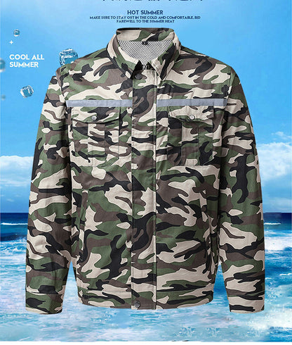 Pure Cotton Welder's Clothing with Fan Clothes Cooling Air Conditioning Clothing Men's Summer Heat Prevention Fan Clothing Refrigeration Labor Protection Work Clothes