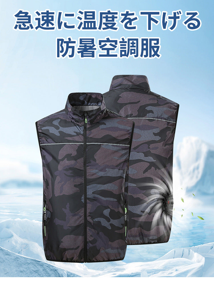 Cross-border new summer cooling air conditioning clothes men's and women's USB charging vest refrigeration outdoor fan clothes factory direct sales