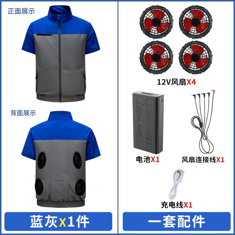 国境を越えた新しいスマート空調服ジャケット 扇風機付き 屋外作業服 労働保護 扇風機服